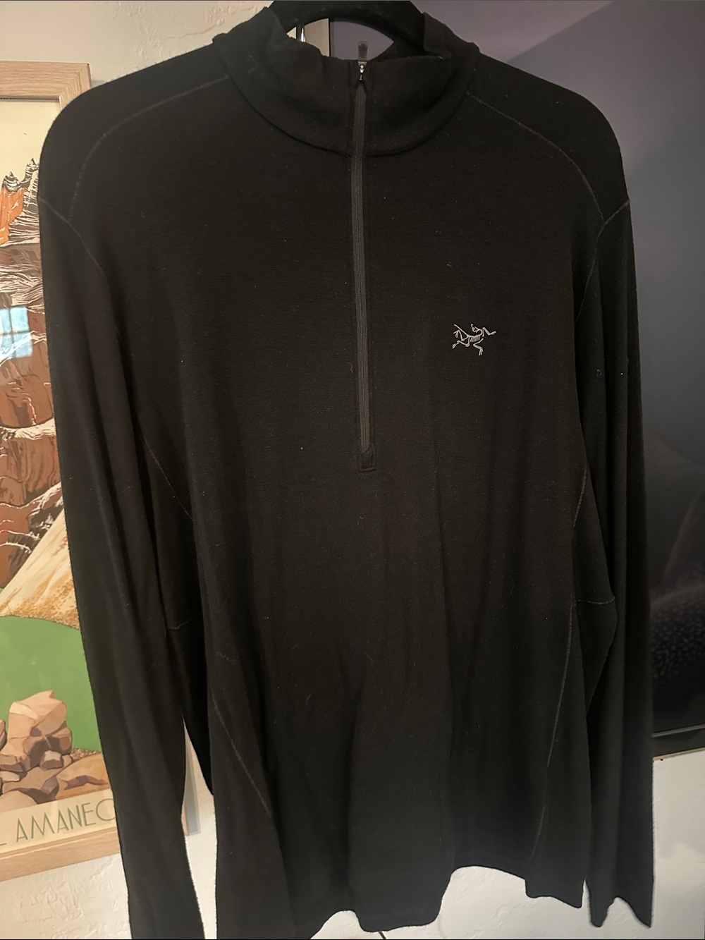 Arc'teryx Black Half-Zip Merino Base Layer